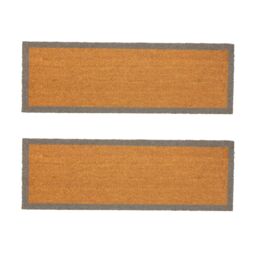 Nicola Spring Coir Door Mats - 120 x 40cm - Grey Border - Set of 2 in Brown - Size: 40 cm x 120 cm - thumbnail 1