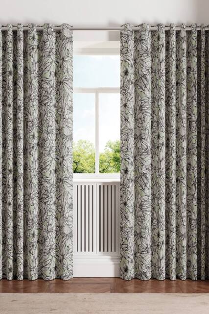 Ted Baker 'Vietnm' Cotton Lined Curtains in Green - Size: 168 cm width x 229 cm drop - image 1