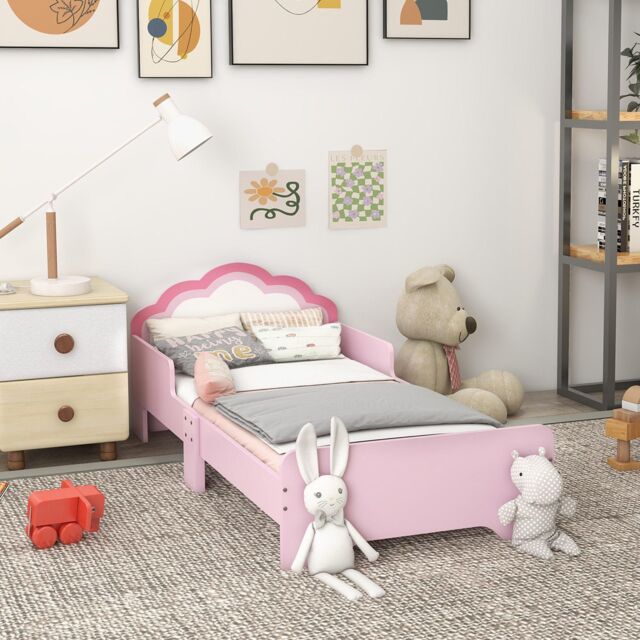 Toddler Bed Frame, Cloud-Design Princess Bed, 143 x 74 x 55cm