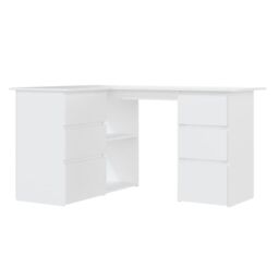 Berkfield Home Corner Desk White 145x100x76 cm Engineered Wood - Size: 145 x 100 x 76 cm - thumbnail 2