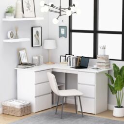 Berkfield Home Corner Desk White 145x100x76 cm Engineered Wood - Size: 145 x 100 x 76 cm