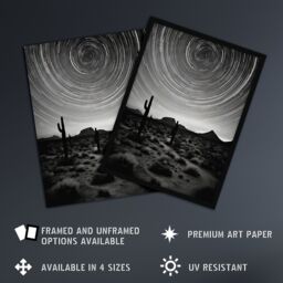 Artery8 The Milky Way Time Lapse Star Trails Stars Tracing Their Journey Across Black White Cactus Large Wall Unframed Art Poster Print Thick Paper - thumbnail 2