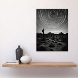 Artery8 The Milky Way Time Lapse Star Trails Stars Tracing Their Journey Across Black White Cactus Large Wall Unframed Art Poster Print Thick Paper - thumbnail 4