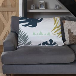 Benjamin Tate Design Gold Glitter & Navy Leaves Blanket in Natural - Size: 120 cm x 150 cm - thumbnail 2