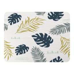 Benjamin Tate Design Gold Glitter & Navy Leaves Blanket in Natural - Size: 120 cm x 150 cm - thumbnail 1