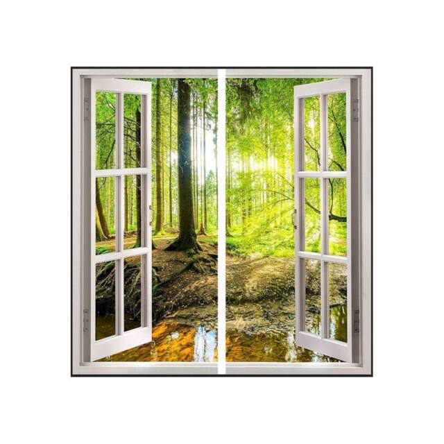 ENER-J LED Landscape Window Panel Set 120x60cm Lush Green Trees 120W in White - Size: 120x60 cm