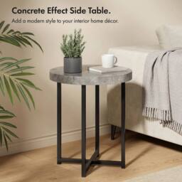EONLION Grey Concrete Effect Side Table - Size: 100 cm - thumbnail 4