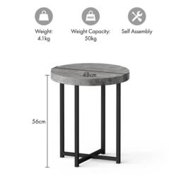 EONLION Grey Concrete Effect Side Table - Size: 100 cm - thumbnail 2