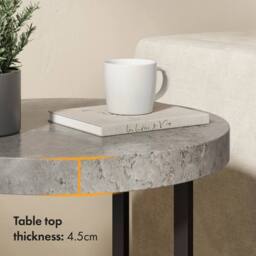 EONLION Grey Concrete Effect Side Table - Size: 100 cm - thumbnail 3