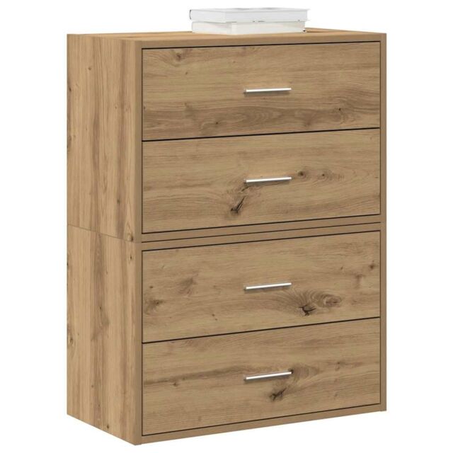 Berkfield Home Cabinets with 2 Drawers 2 pcs Artisan Oak 60x31x40 cm Engineered Wood in Brown - Size: 60 x 31 x 40 cm - image 1