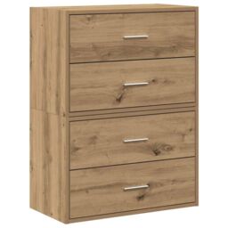Berkfield Home Cabinets with 2 Drawers 2 pcs Artisan Oak 60x31x40 cm Engineered Wood in Brown - Size: 60 x 31 x 40 cm - thumbnail 2