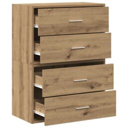 Berkfield Home Cabinets with 2 Drawers 2 pcs Artisan Oak 60x31x40 cm Engineered Wood in Brown - Size: 60 x 31 x 40 cm - thumbnail 5