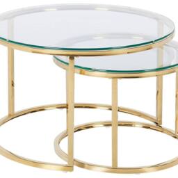 Wyld and Coco 2-Piece Nesting Tables Gold Stainless Steel Frame - thumbnail 2