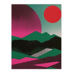"Artery8 Wall Art Print Abstract Polka Dot Pattern Landscape Pop Art Poster in Green - Size: W12"" x H16""" - thumbnail 1