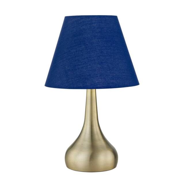 First Choice Lighting Romana - Antique Brass Touch Operated Table Lamp with Navy Blue Shade in Bronze - image 1
