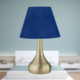 First Choice Lighting Romana - Antique Brass Touch Operated Table Lamp with Navy Blue Shade in Bronze - thumbnail 3