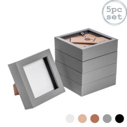 "Nicola Spring 3D Box Photo Frames - 4 x 4"" - Pack of 5 in Grey" - thumbnail 1