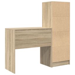 Berkfield Home Desk with Storage Sonoma Oak Engineered Wood in Beige - thumbnail 8