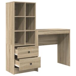 Berkfield Home Desk with Storage Sonoma Oak Engineered Wood in Beige - thumbnail 6