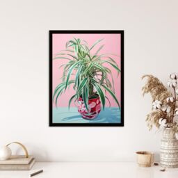 "Wee Blue Coo Wall Art Print Spider Plant Lover Pink Green Blue Living Room Framed - Size: W12"" x H16""" - thumbnail 4