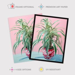 "Wee Blue Coo Wall Art Print Spider Plant Lover Pink Green Blue Living Room Framed - Size: W12"" x H16""" - thumbnail 2