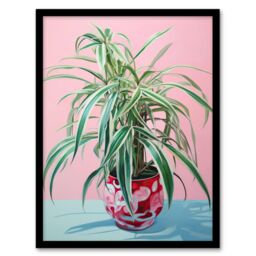"Wee Blue Coo Wall Art Print Spider Plant Lover Pink Green Blue Living Room Framed - Size: W12"" x H16""" - thumbnail 1