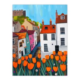 "Artery8 Blooming Tulip Flowers Yorkshire Castle Town Wall Art Print - Size: W18"" x H24""" - thumbnail 1