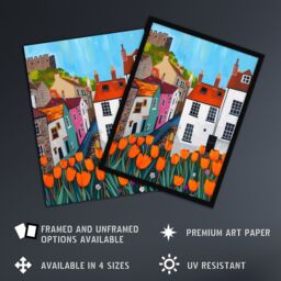 "Artery8 Blooming Tulip Flowers Yorkshire Castle Town Wall Art Print - Size: W18"" x H24""" - thumbnail 2