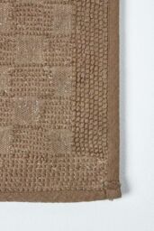 Homescapes Cotton Check Border Bath Mat in Chocolate - thumbnail 4