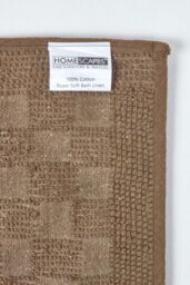 Homescapes Cotton Check Border Bath Mat in Chocolate - thumbnail 5