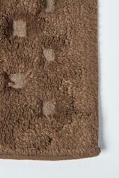 Homescapes Cotton Check Border Bath Mat in Chocolate - thumbnail 2