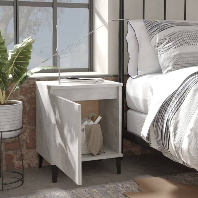 Berkfield Home Sturdy Bed Cabinets with Metal Legs 2 pcs Concrete Grey 40x30x50 cm - Size: 40 x 30 x 50 cm - image 1