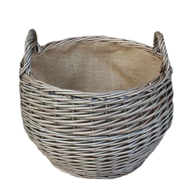 Red Hamper Wicker Antique Wash Stumpy Basket in Brown - Size: Small - image 1