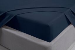 Smart Living 100% Brushed Cotton Flannelette Luxury 32cm Deep Fitted Sheet in Navy - Size: Single Fitted - thumbnail 2