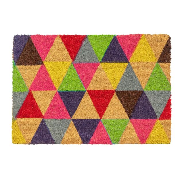 Nicola Spring Coir Door Mat - 90 x 60cm - Triangles - Size: 90 cm x 60 cm - image 1
