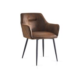 SONARA Black Marble Round Dining Table with 4 Faux Suede Dining Chairs Set in Brown - thumbnail 8
