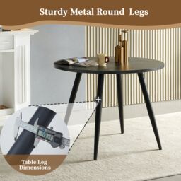 SONARA Black Marble Round Dining Table with 4 Faux Suede Dining Chairs Set in Brown - thumbnail 4
