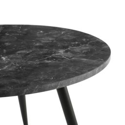 SONARA Black Marble Round Dining Table with 4 Faux Suede Dining Chairs Set in Brown - thumbnail 7