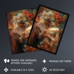 "Artery8 Venetian Masked Ball Romantic Painting Art Print Framed Poster Wall Decor 12x16 inch in Black - Size: W12"" x H16""" - thumbnail 2