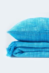 Homescapes Nirvana Cotton Cushion Cover in Teal - Size: 60 cm x 60 cm - thumbnail 5
