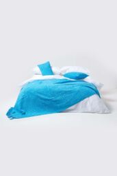 Homescapes Nirvana Cotton Cushion Cover in Teal - Size: 60 cm x 60 cm - thumbnail 4