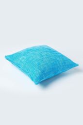 Homescapes Nirvana Cotton Cushion Cover in Teal - Size: 60 cm x 60 cm - thumbnail 3