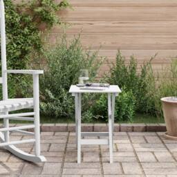 Berkfield Home Side Table Foldable White Solid Wood Poplar - thumbnail 3