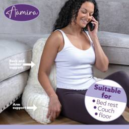 Aamira Reading Pillow Cream Faux Fur Ribbed Memory Foam Support Cushion - thumbnail 6