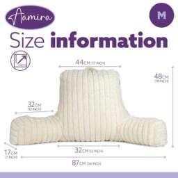 Aamira Reading Pillow Cream Faux Fur Ribbed Memory Foam Support Cushion - thumbnail 7