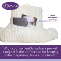 Aamira Reading Pillow Cream Faux Fur Ribbed Memory Foam Support Cushion - thumbnail 5