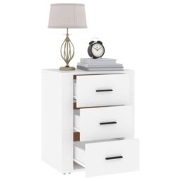 Berkfield Home Bedside Cabinet White 50x36x60 cm Engineered Wood - Size: 50 x 36 x 60 cm - thumbnail 5
