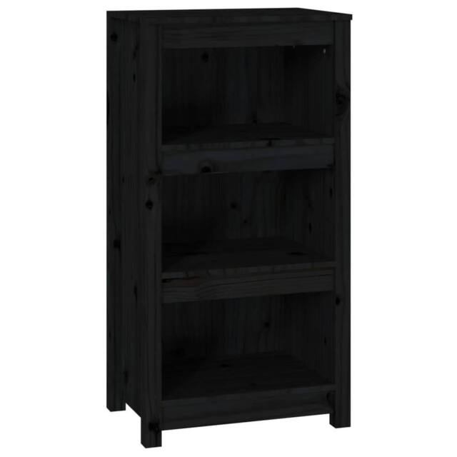 Berkfield Home Book Cabinet Black 50x35x97 cm Solid Wood Pine - Size: 50 x 35 x 97 cm - image 1