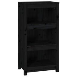 Berkfield Home Book Cabinet Black 50x35x97 cm Solid Wood Pine - Size: 50 x 35 x 97 cm - thumbnail 1
