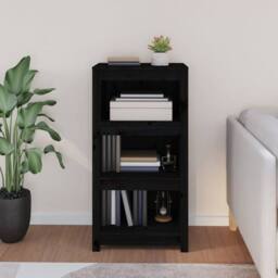 Berkfield Home Book Cabinet Black 50x35x97 cm Solid Wood Pine - Size: 50 x 35 x 97 cm - thumbnail 3